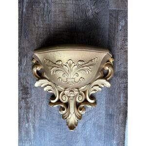 Vintage 1970s Mcm Homco Plastic Gold Wall Pocket Planter French Regency